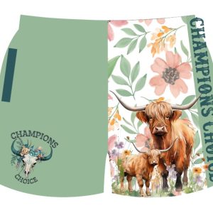 Green Floral Footy Shorts- Adults