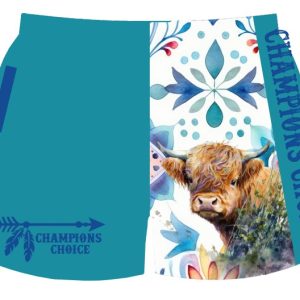 Vivid Blue Aztec Footy Shorts- Adults